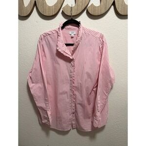 Crown & Ivy Pink Striped Collar Button Up Size L